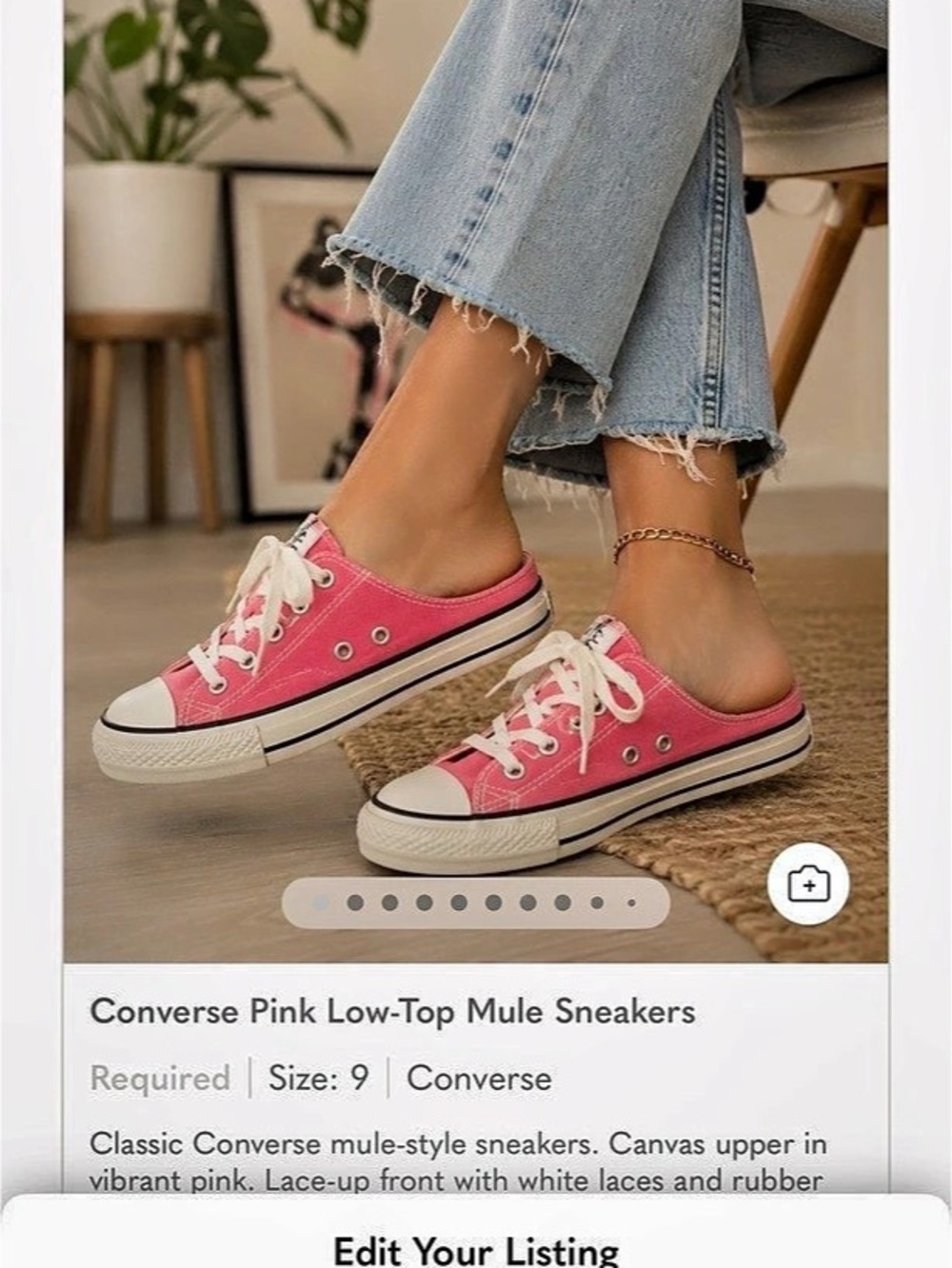Converse Chuck Taylor All Star Pink Mule Sneakers US 9